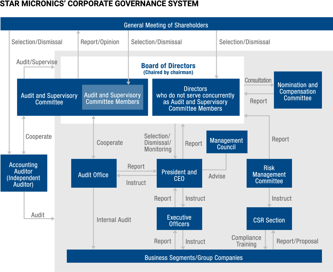 STAR MICRONICS’ CORPORATE GOVERNANCE SYSTEM