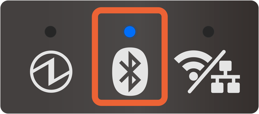 The Bluetooth LED flashes blue at 0.25-second intervals.