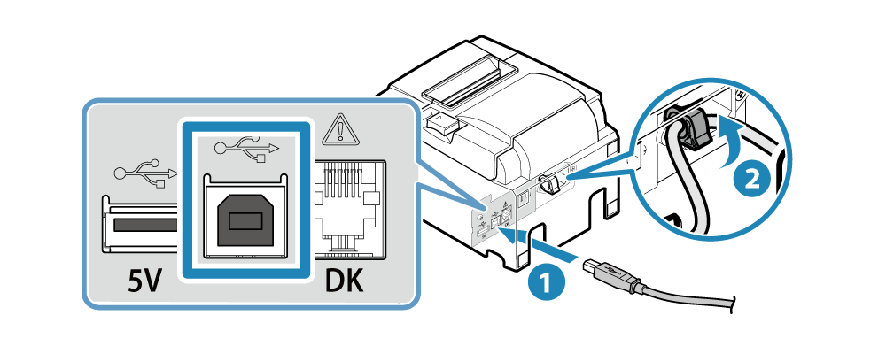 USBケーブルを接続する: TSP100IIIU オンラインマニュアル