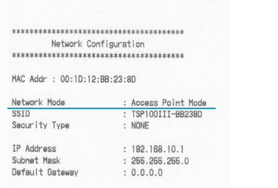 Access Point Modeのテスト印字サンプル