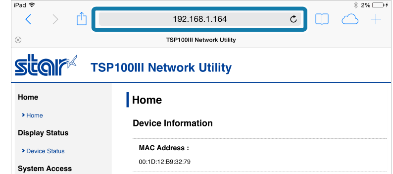 Configuration des imprimantes de reçus Star TSP100U et TSP100IIIU